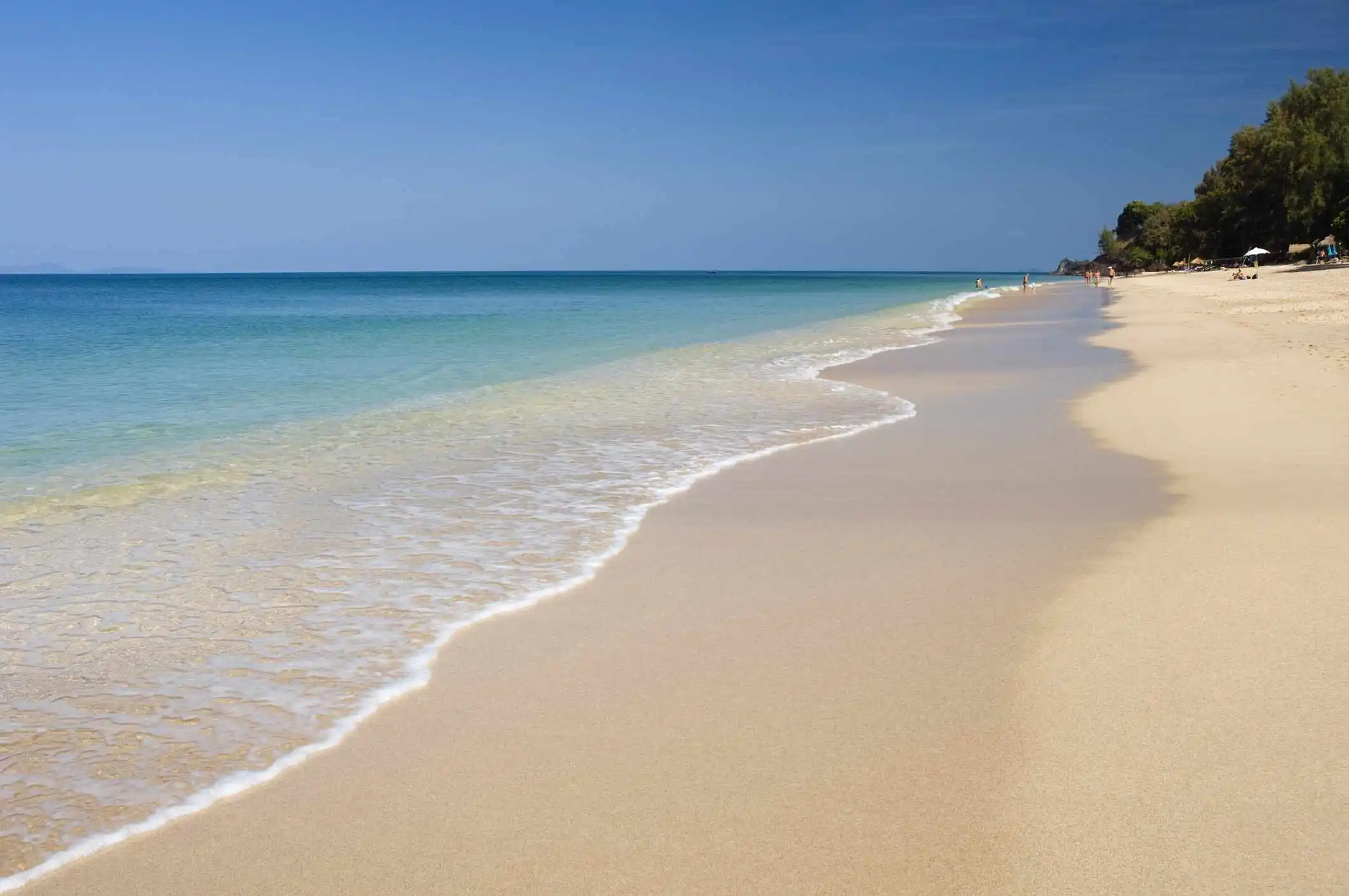Snow-white sand of Long Beach in Cambodia
